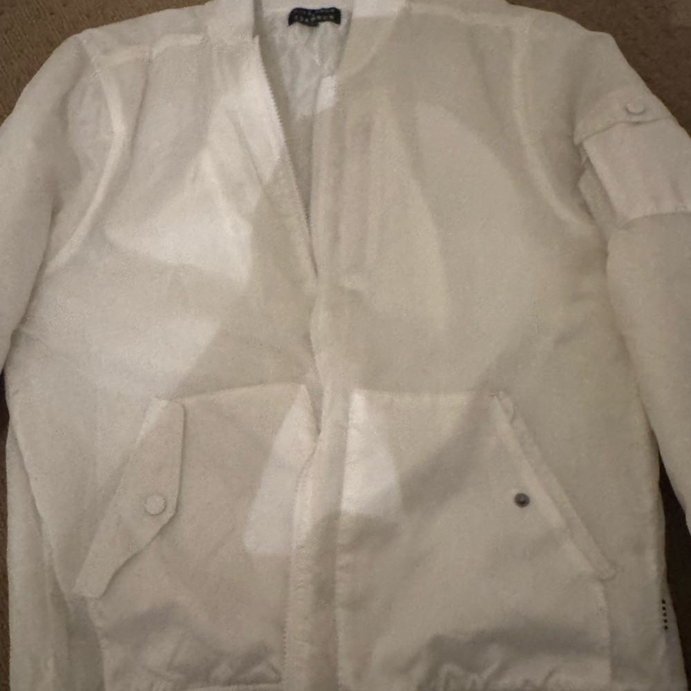 Four Five x 12AM RUN White Bomber Jacket Size Large